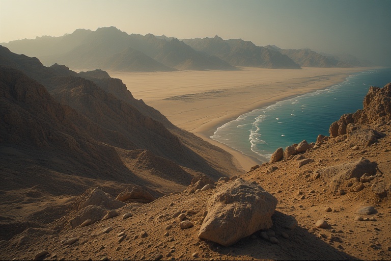 Contrast of Hatta mountains and Khorfakkan coast in UAE sightseeing tour